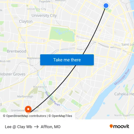 Lee @ Clay Wb to Affton, MO map