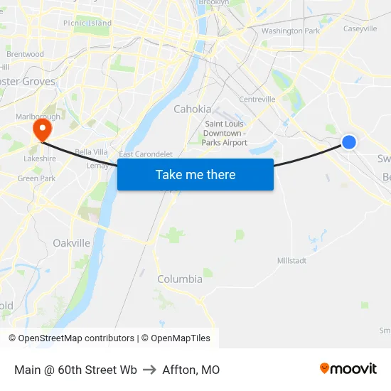 Main @ 60th Street Wb to Affton, MO map