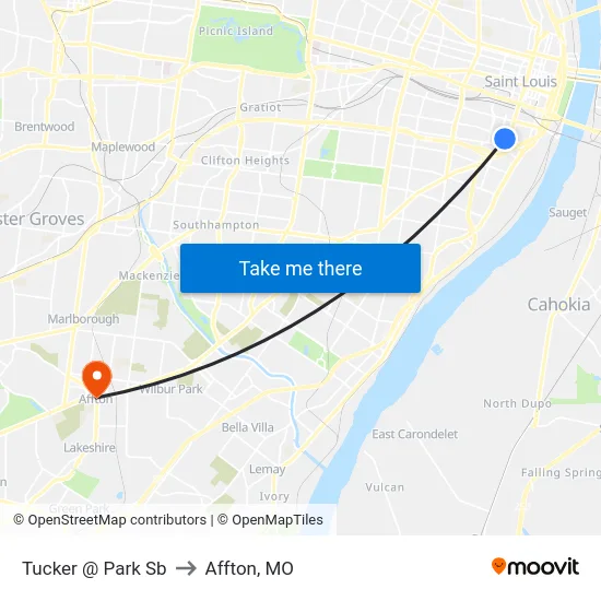 Tucker @ Park Sb to Affton, MO map