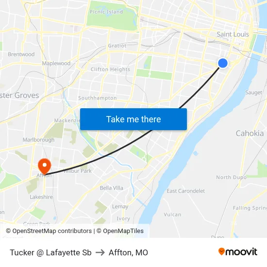 Tucker @ Lafayette Sb to Affton, MO map