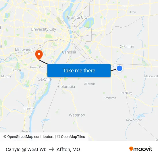 Carlyle @ West Wb to Affton, MO map
