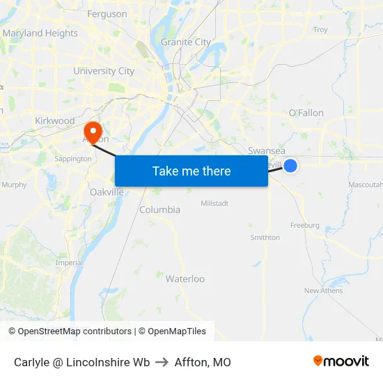 Carlyle @ Lincolnshire Wb to Affton, MO map