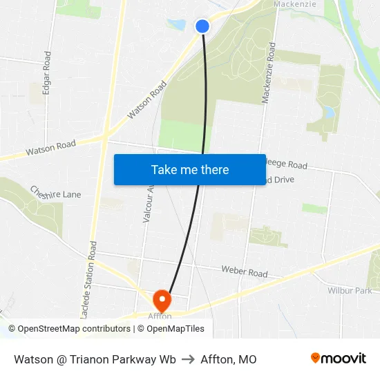 Watson @ Trianon Parkway Wb to Affton, MO map