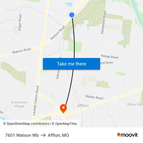 7601 Watson Wb to Affton, MO map