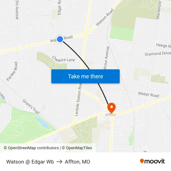 Watson @ Edgar Wb to Affton, MO map