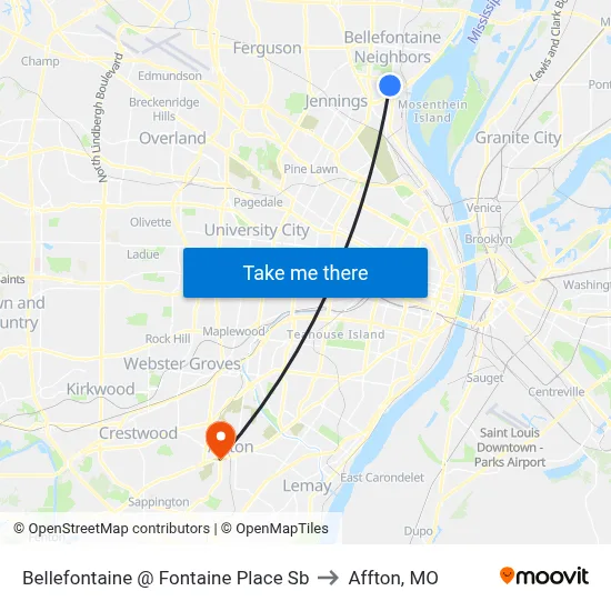Bellefontaine @ Fontaine Place Sb to Affton, MO map