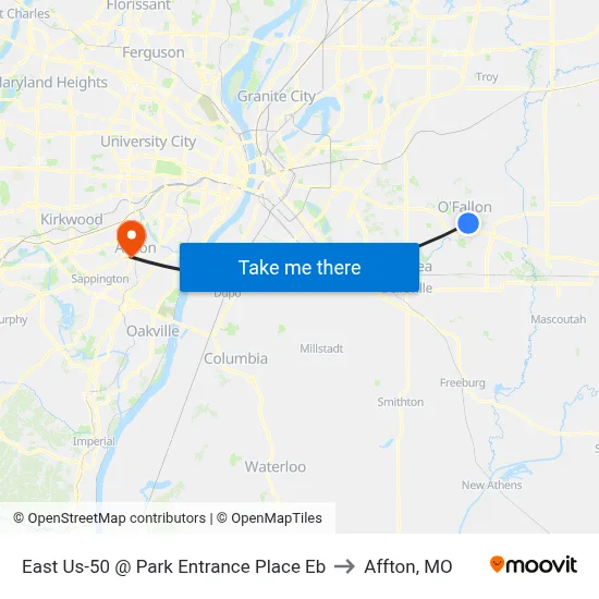 East Us-50 @ Park Entrance Place Eb to Affton, MO map