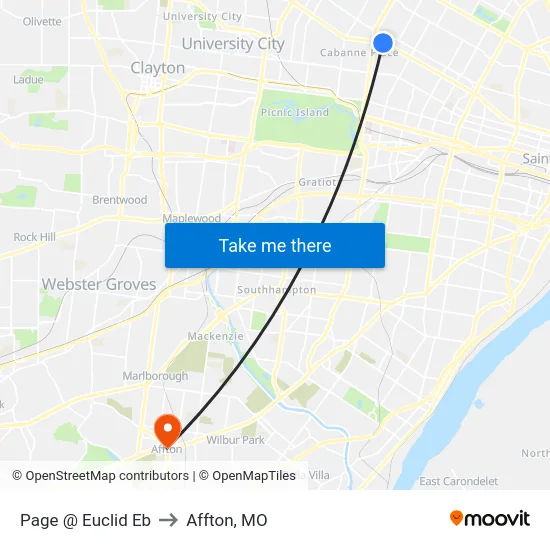 Page @ Euclid Eb to Affton, MO map