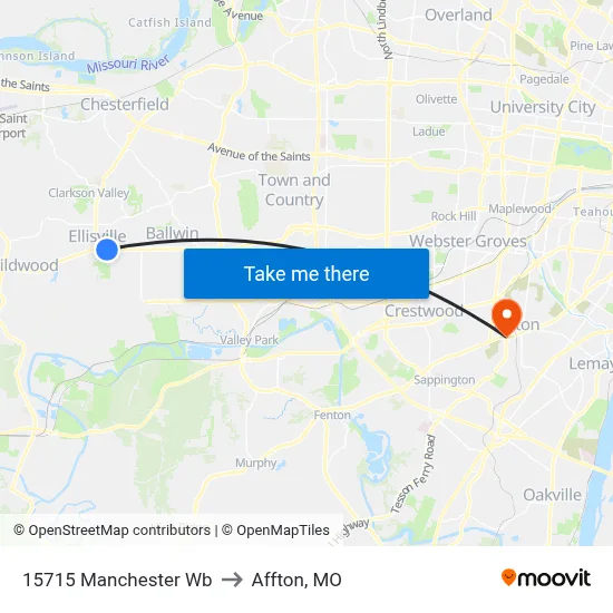15715 Manchester Wb to Affton, MO map