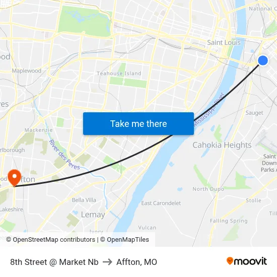 8th Street @ Market Nb to Affton, MO map