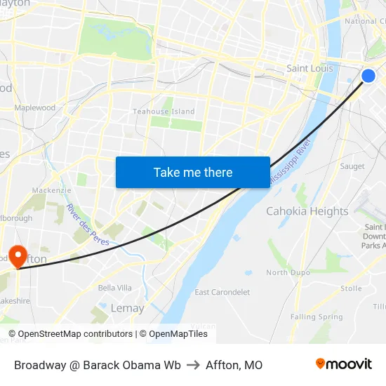 Broadway @ Barack Obama Wb to Affton, MO map