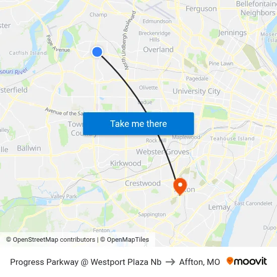 Progress Parkway @ Westport Plaza Nb to Affton, MO map