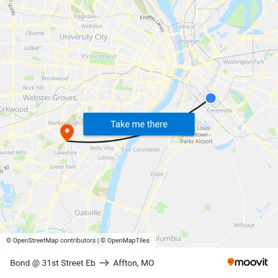 Bond @ 31st Street Eb to Affton, MO map