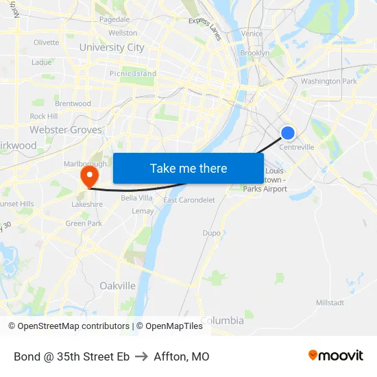 Bond @ 35th Street Eb to Affton, MO map