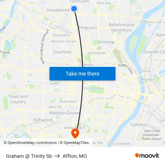 Graham @ Trinity Sb to Affton, MO map