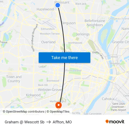 Graham @ Wescott Sb to Affton, MO map