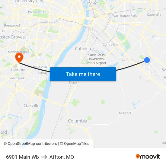 6901 Main Wb to Affton, MO map