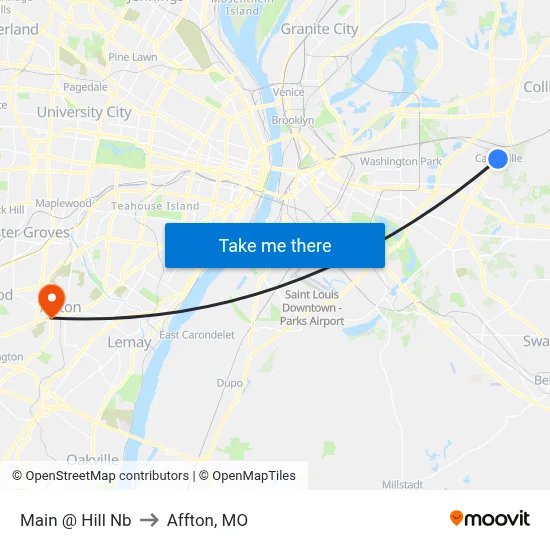 Main @ Hill Nb to Affton, MO map