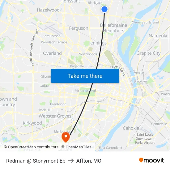 Redman @ Stonymont Eb to Affton, MO map