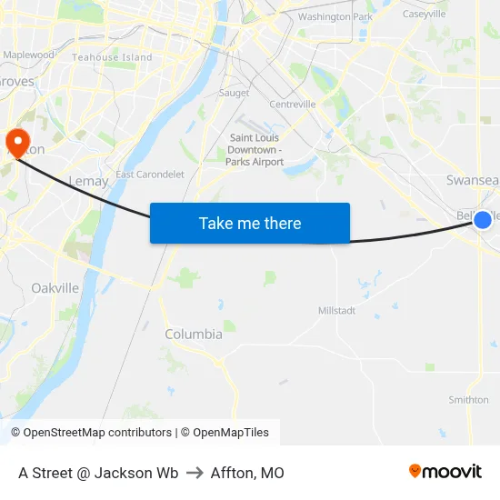A Street @ Jackson Wb to Affton, MO map