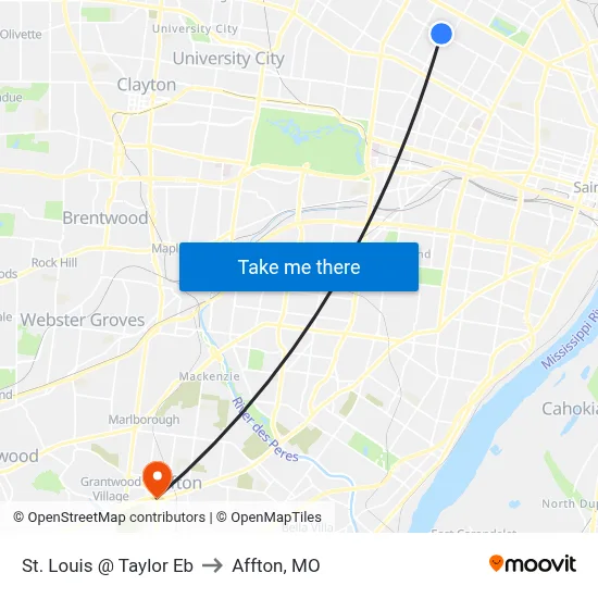St. Louis @ Taylor Eb to Affton, MO map