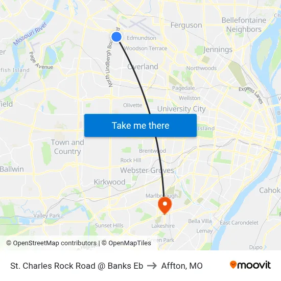St. Charles Rock Road @ Banks Eb to Affton, MO map