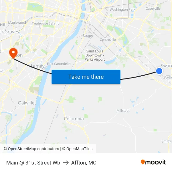 Main @ 31st Street Wb to Affton, MO map