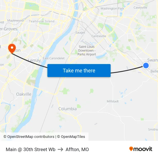 Main @ 30th Street Wb to Affton, MO map