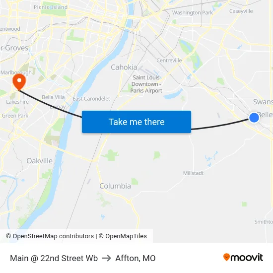 Main @ 22nd Street Wb to Affton, MO map