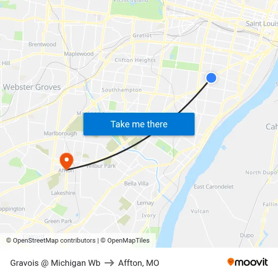 Gravois @ Michigan Wb to Affton, MO map