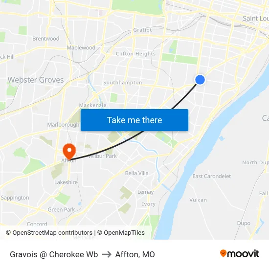 Gravois @ Cherokee Wb to Affton, MO map