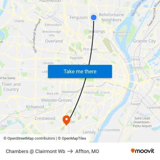 Chambers @ Clairmont Wb to Affton, MO map