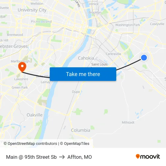 Main @ 95th Street Sb to Affton, MO map