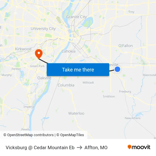 Vicksburg @ Cedar Mountain Eb to Affton, MO map
