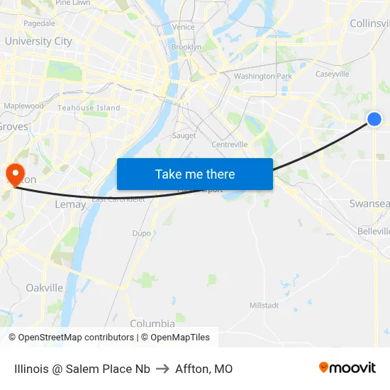Illinois @ Salem Place Nb to Affton, MO map