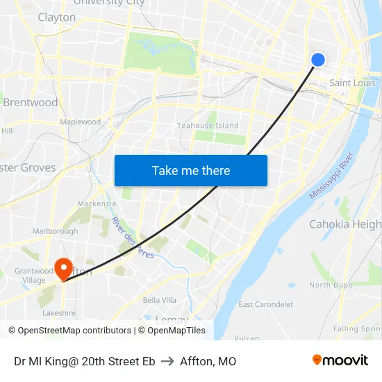 Dr Ml King@ 20th Street Eb to Affton, MO map