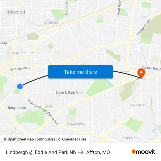 Lindbergh @ Eddie And Park Nb to Affton, MO map