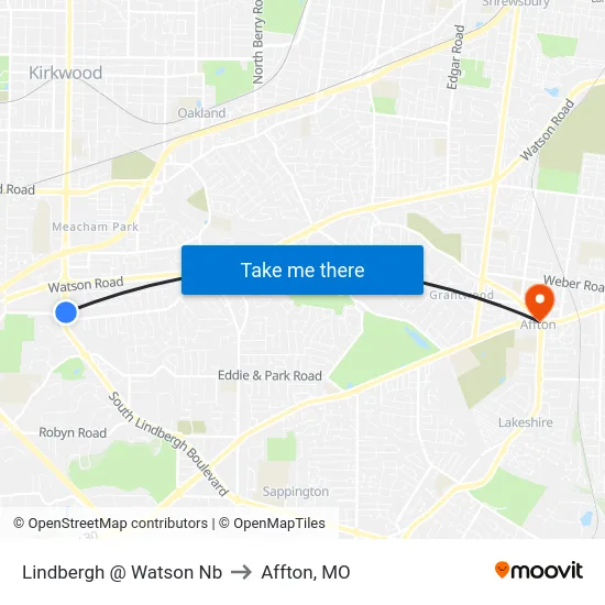 Lindbergh @ Watson Nb to Affton, MO map