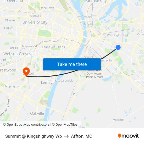 Summit @ Kingshighway Wb to Affton, MO map