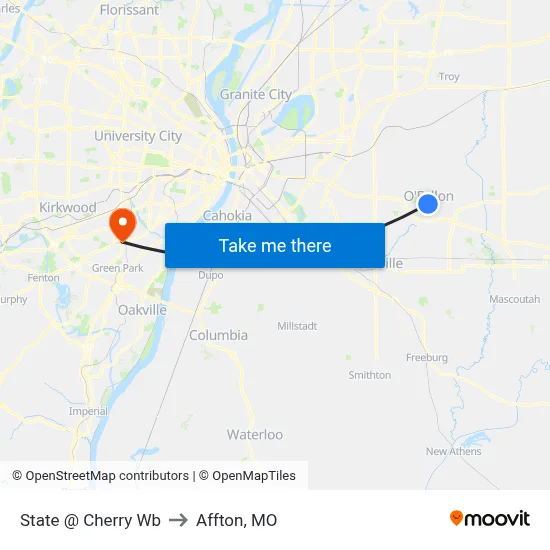 State @ Cherry Wb to Affton, MO map