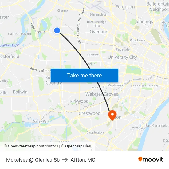 Mckelvey @ Glenlea Sb to Affton, MO map