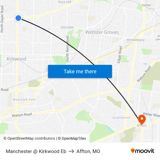 Manchester @ Kirkwood Eb to Affton, MO map