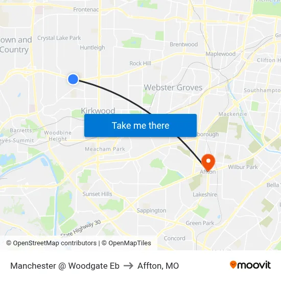 Manchester @ Woodgate Eb to Affton, MO map