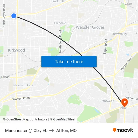 Manchester @ Clay Eb to Affton, MO map