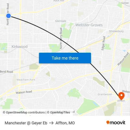 Manchester @ Geyer Eb to Affton, MO map