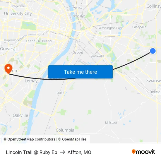 Lincoln Trail @ Ruby Eb to Affton, MO map