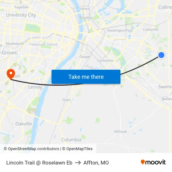Lincoln Trail @ Roselawn Eb to Affton, MO map