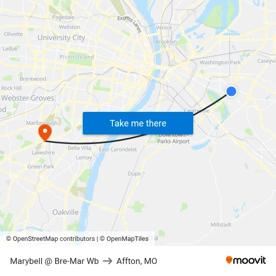 Marybell @ Bre-Mar Wb to Affton, MO map