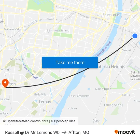 Russell @ Dr Mr Lemons Wb to Affton, MO map