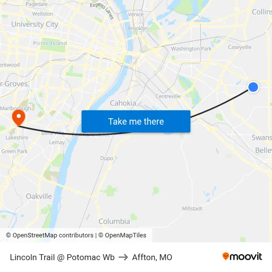 Lincoln Trail @ Potomac Wb to Affton, MO map